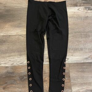 Victoria's Secret Black Leggings with Gold Eyelets NWT size XSP